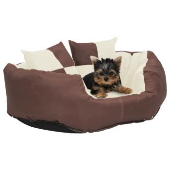 ARDEBO.de - Hundekissen Wendbar und Waschbar Braun und Creme 65x50x20 cm