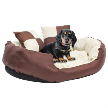 ARDEBO.de - Hundekissen Wendbar und Waschbar Braun und Creme 85x70x20 cm