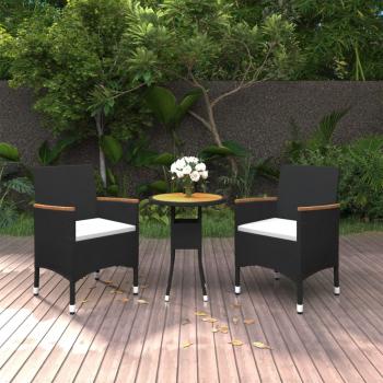 ARDEBO.de - 3-tlg. Garten-Essgruppe Poly Rattan Schwarz