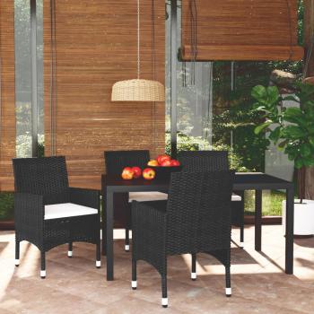 ARDEBO.de - 5-tlg. Garten-Essgruppe mit Kissen Poly Rattan Schwarz