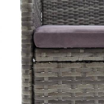 3-tlg. Garten-Essgruppe mit Kissen Poly Rattan Grau