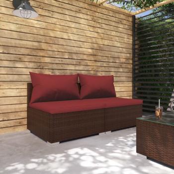 ARDEBO.de - 2-tlg. Garten-Lounge-Set mit Kissen Poly Rattan Braun