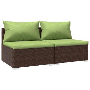 2-tlg. Garten-Lounge-Set mit Kissen Poly Rattan Braun