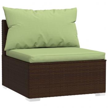 4-tlg. Garten-Lounge-Set mit Auflagen Poly Rattan Braun