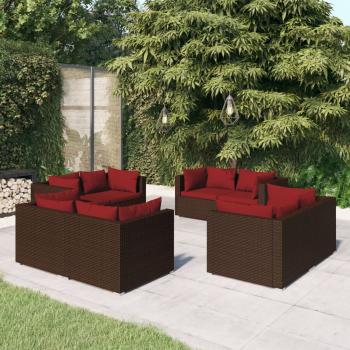 ARDEBO.de - 8-tlg. Garten-Lounge-Set mit Kissen Poly Rattan Braun