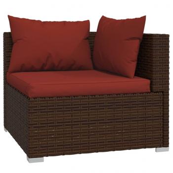 4-tlg. Garten-Lounge-Set mit Auflagen Poly Rattan Braun