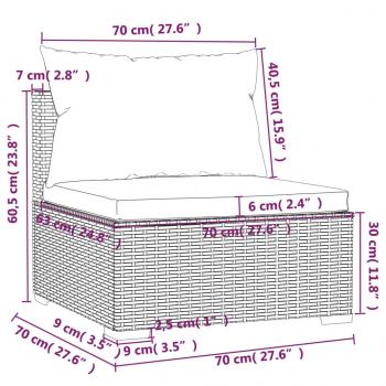 6-tlg. Garten-Lounge-Set mit Auflagen Poly Rattan Braun