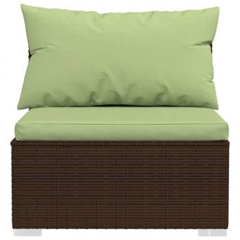 9-tlg. Garten-Lounge-Set mit Kissen Braun Poly Rattan