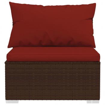 10-tlg. Garten-Lounge-Set mit Kissen Braun Poly Rattan