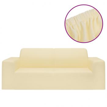 Stretch Sofahusse 2-Sitzer Creme Polyester-Jersey  