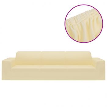 Stretch Sofahusse 4-Sitzer Creme Polyester-Jersey  