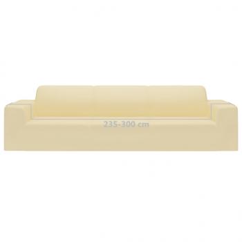 Stretch Sofahusse 4-Sitzer Creme Polyester-Jersey  