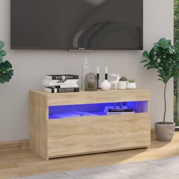 ARDEBO.de - TV-Schrank mit LED-Leuchten Sonoma-Eiche 75x35x40 cm