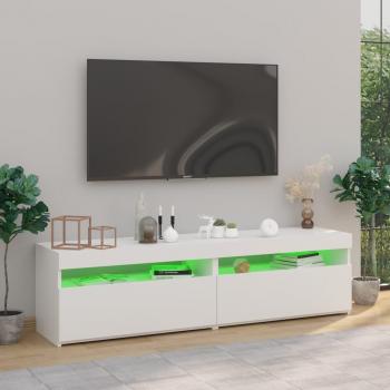 TV-Schränke 2 Stk. mit LED-Leuchten Hochglanz-Weiß 75x35x40 cm