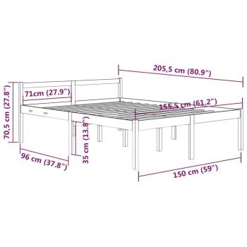 Seniorenbett Grau 150x200 cm Massivholz Kiefer