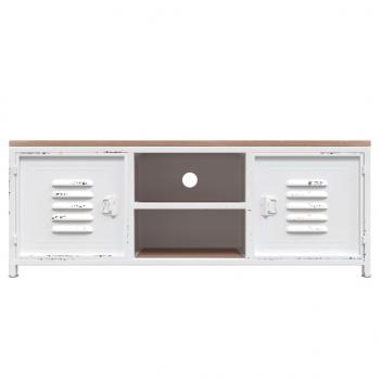 TV-Schrank Weiß 110x30x40 cm Eisen und Massivholz Tanne