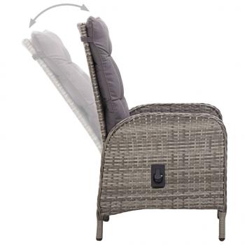 3-tlg. Garten-Bistro-Set Poly Rattan Grau