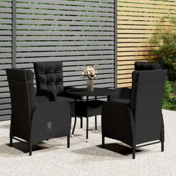 ARDEBO.de - 5-tlg. Garten-Bistro-Set Poly Rattan Schwarz