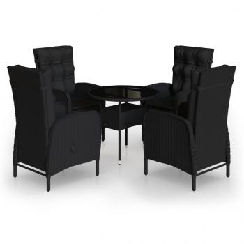 5-tlg. Garten-Bistro-Set Poly Rattan Schwarz