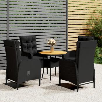 ARDEBO.de - 5-tlg. Garten-Bistro-Set Poly Rattan Schwarz