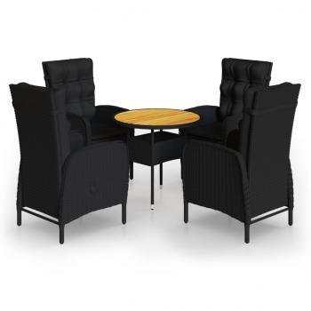 5-tlg. Garten-Bistro-Set Poly Rattan Schwarz