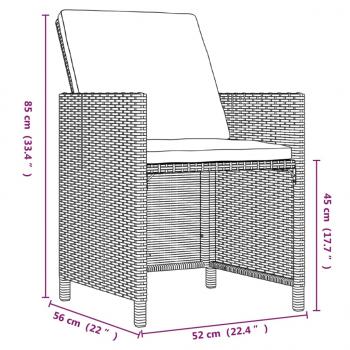 9-tlg. Garten-Essgruppe mit Kissen Poly Rattan Braun