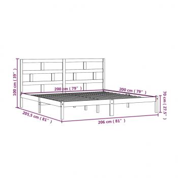 Massivholzbett Schwarz Kiefer 200x200 cm