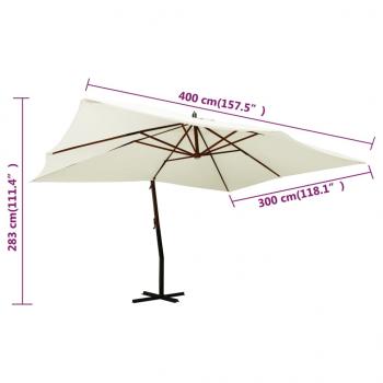 Ampelschirm mit Holzmast 400x300 cm Sandweiß 