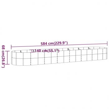 Hochbeet Pulverbeschichteter Stahl 584x140x68 cm Silbern