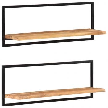 ARDEBO.de - Wandregale 2 Stk. 100x24x35 cm Massivholz Akazie und Stahl 