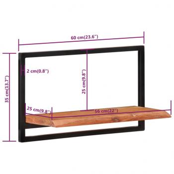 Wandregale 2 Stk. 60x25x35 cm Massivholz Akazie und Stahl 