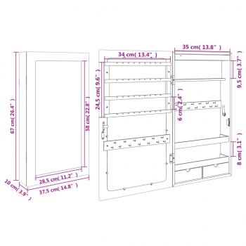 Spiegel-Schmuckschrank mit LED-Beleuchtung Wandmontage