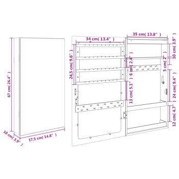 Spiegel-Schmuckschrank mit LED-Beleuchtung Wandmontage Schwarz