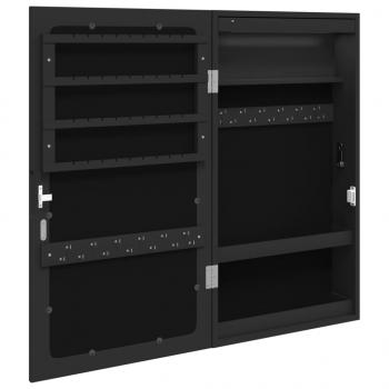 Spiegel-Schmuckschrank mit LED-Beleuchtung Wandmontage Schwarz