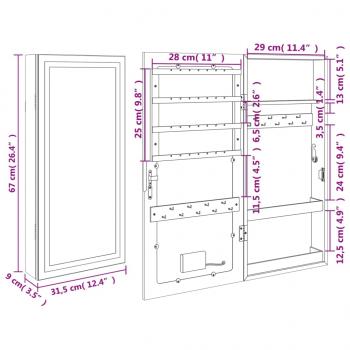 Spiegel-Schmuckschrank mit LED-Beleuchtung Wandmontage