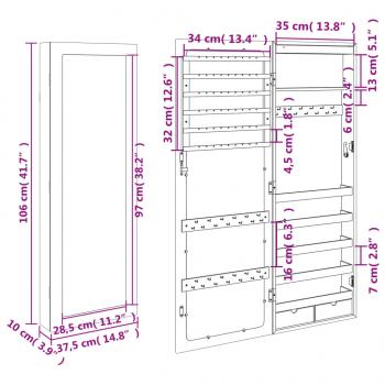 Spiegel-Schmuckschrank mit LED-Beleuchtung Wandmontage