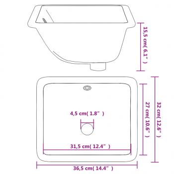 Waschbecken Weiß 36,5x32x15,5 cm Rechteckig Keramik