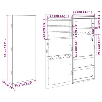 Spiegel-Schmuckschrank mit LED-Beleuchtung Wandmontage