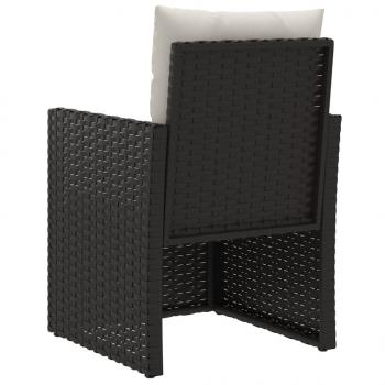 3-tlg. Garten-Lounge-Set mit Kissen Poly Rattan Schwarz