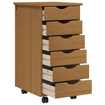 Rollschrank mit Schubladen MOSS Honigbraun Massivholz Kiefer