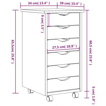 Rollschrank mit Schubladen MOSS Honigbraun Massivholz Kiefer