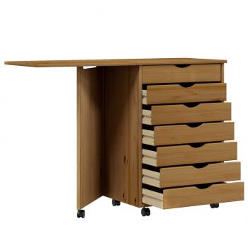 Rollschrank mit Schreibtisch MOSS Honigbraun Massivholz Kiefer