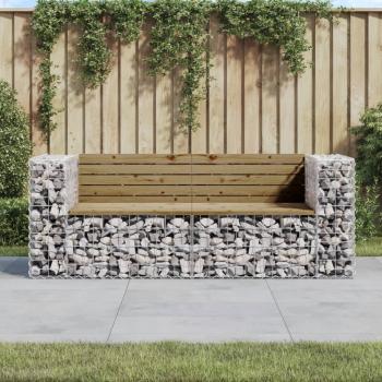 ARDEBO.de - Gartenbank aus Gabionen 184x71x65,5 cm Kiefernholz Imprägniert