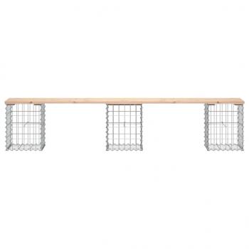 Gartenbank aus Gabionen 203x31x42 cm Massivholz Kiefer