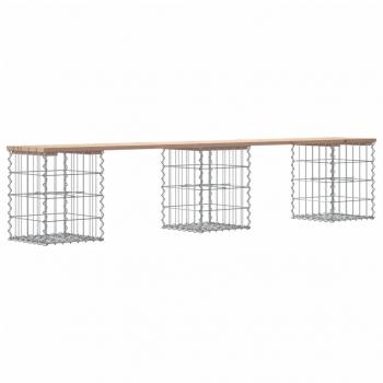 Gartenbank aus Gabionen 203x31x42 cm Massivholz Kiefer