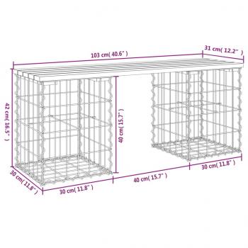 Gartenbank aus Gabionen 103x31x42 cm Massivholz Douglasie