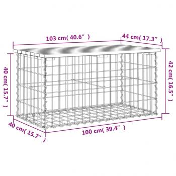 Gartenbank aus Gabionen 103x44x42 cm Massivholz Douglasie