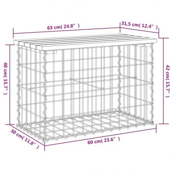 Gartenbank aus Gabionen 63x31,5x42 cm Massivholz Kiefer