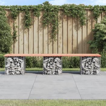 ARDEBO.de - Gartenbank aus Gabionen 203x44x42 cm Massivholz Douglasie