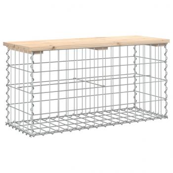 Gartenbank aus Gabionen 83x31,5x42 cm Massivholz Kiefer